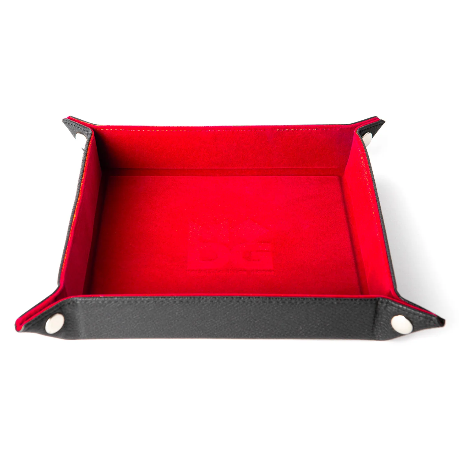 Accessories: Leather Backed Fold Up Dice Tray: Red