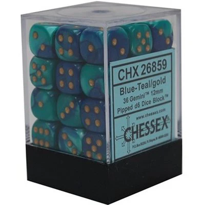 Chessex: Gemini 12mm 36 Dice Blue-Teal/Gold