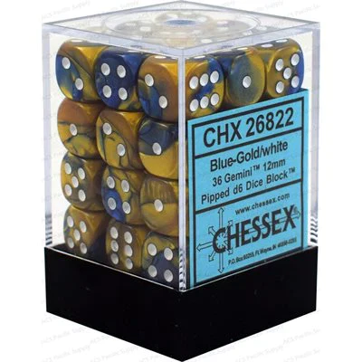 Chessex: Gemini 12mm 36 Dice Blue-Gold/White