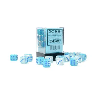 Chessex: Gemini 12mm 36 Dice Pearl Turquoise White / Blue