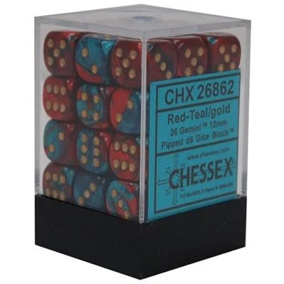 Chessex: Gemini 12mm 36 Dice Red-Teal/gold
