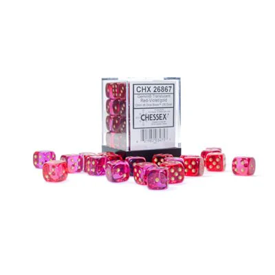 Chessex: Gemini 12mm 36 Dice Translucent Red Violet / Gold