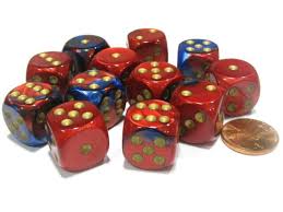 Chessex: Gemini 16mm Blue-Red/ Gold (12)