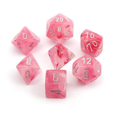Chessex: Ghostly Glow 7PC Pink/Silver