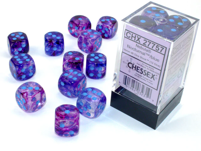 Chessex: Nebula 12D6 Nocturnal/Blue Luminary