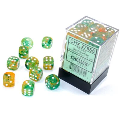 Chessex: Nebula 12mm 36 Dice Spring / White