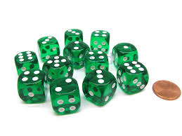 Chessex: Translucent 16mm Green / White  (12)