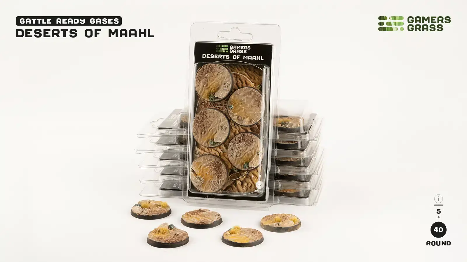 Gamer Grass: Deserts of Maahl Bases, Round 40mm x 5